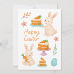 "happy easter"- süße Ostenhasen- Karottenkuchen Einladung
