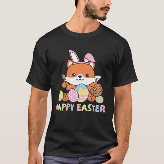 Happy Easter Sweet Fox For Easter With Easter Eggs T-Shirt (Vorderseite)