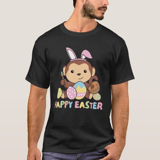 Happy Easter Sweet Monkey For Easter With Easter E T-Shirt (Vorderseite)