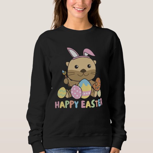 Happy Easter Sweet Otter For Easter With Easter Eg Sweatshirt (Vorderseite)