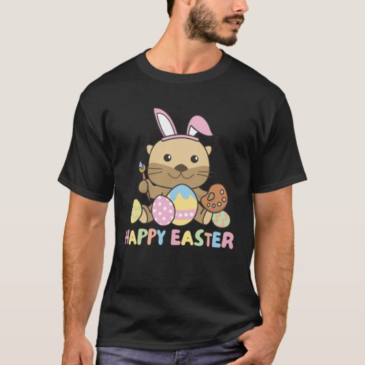 Happy Easter Sweet Otter For Easter With Easter Eg T-Shirt (Vorderseite)