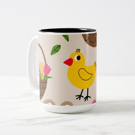 Happy Easter Tasse Design: Chick, Bunny und Spring (Vorderseite Links)
