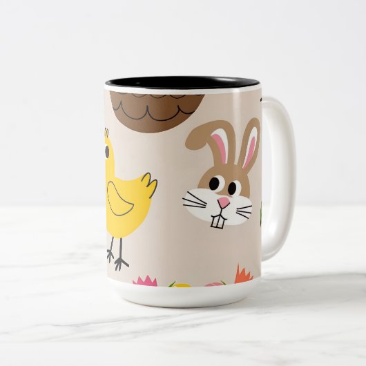 Happy Easter Tasse Design: Chick, Bunny und Spring (VorderseiteRechts)