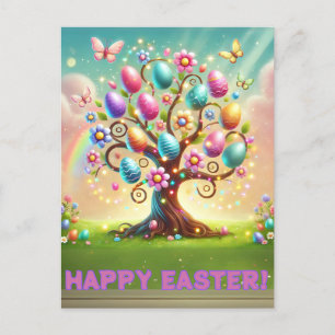 Happy Easter Tree Holiday Postcard Feiertagspostkarte