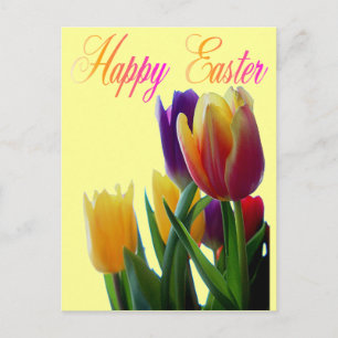 Happy Easter Tulips Greeting Cards Feiertagspostkarte