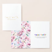 Happy Easter Typography Pastel Flowers Pattern Folienkarte (Anzeige)