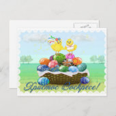 Happy Easter Ukrainian chickens Feiertagspostkarte (Vorne/Hinten)