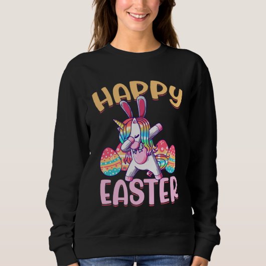 Happy Easter Unicorn Kids Cute Girls Bunny Egg 1 Sweatshirt (Vorderseite)