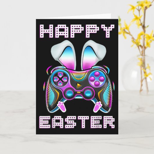 Happy Easter Video Game Controller Funny Gamer Boy Karte (Gelbe Blume)