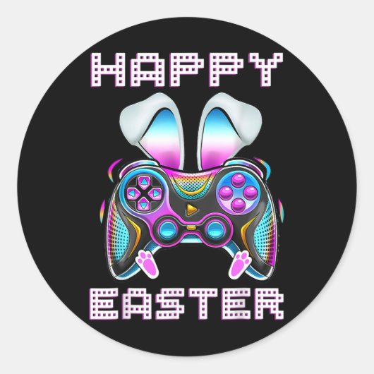 Happy Easter Video Game Controller Funny Gamer Boy Runder Aufkleber (Vorderseite)