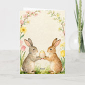 Happy Easter Vintage Bunnies with Egg Karte (Rückseite)