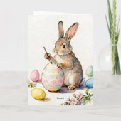 Happy Easter Vintage Bunny Painting an Egg Karte (Rückseite)