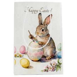 Happy Easter Vintage Bunny Painting an Egg Mittlere Geschenktüte