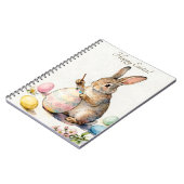 Happy Easter Vintage Bunny Painting an Egg Notizblock (Linke Seite)