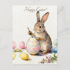 Happy Easter Vintage Bunny Painting an Egg Postkarte