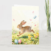 Happy Easter Vintage Bunny Spring Illustration Karte (Rückseite)
