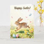Happy Easter Vintage Bunny Spring Illustration Karte (Gelbe Blume)