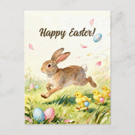 Happy Easter Vintage Bunny Spring Illustration Postkarte