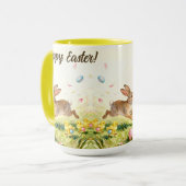 Happy Easter Vintage Bunny Spring Illustration Tasse (Vorderseite Links)