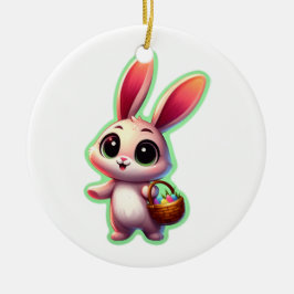 Happy Easter Watercolor Bunny Keramik Ornament