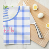 Happy Easter Watercolor Tulips Blue Check Geschirrtuch (Viertel Falte)