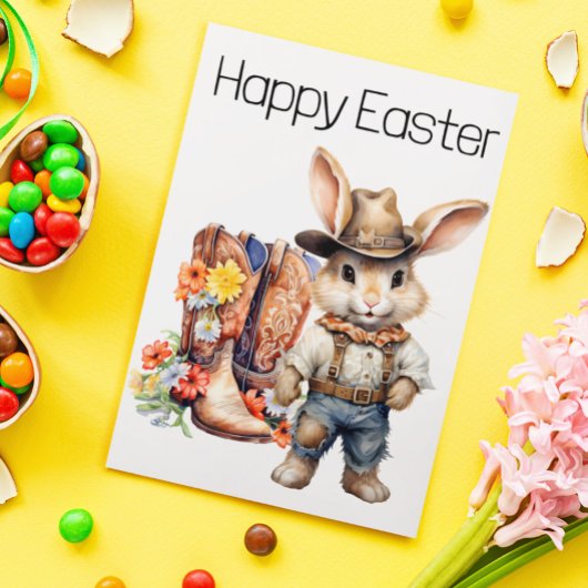 Happy Easter Western Bunny Cowboy Postkarte