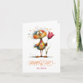Happy Easter Whimsical Easter Chicken Illustration Dankeskarte (Vorderseite)