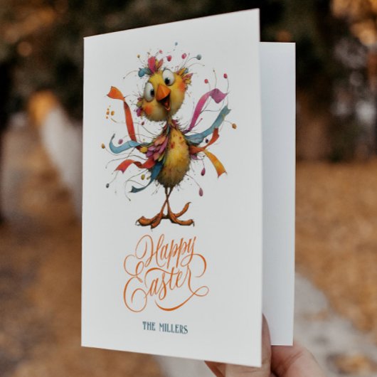 Happy Easter Whimsical Easter Chicken Illustration Dankeskarte