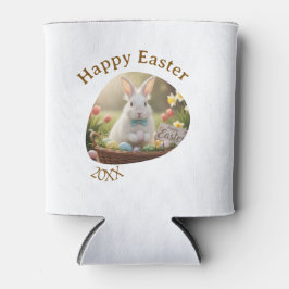 Happy Easter white bunny year photo family name  Dosenkühler