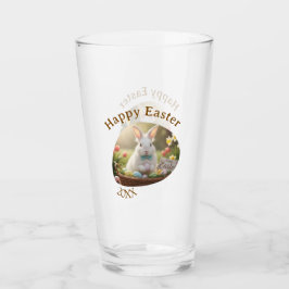 Happy Easter white bunny year photo family name  Glas