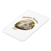 Happy Easter white bunny year photo family name  Magnet (Linke Seite)