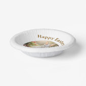 Happy Easter white bunny year photo family name Pappteller (Gewinkelt)