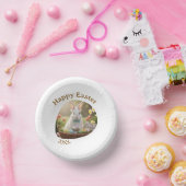 Happy Easter white bunny year photo family name Pappteller (Party)