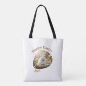 Happy Easter white bunny year photo family name Tasche (Rückseite)