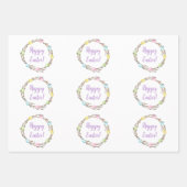 Happy Easter Willow Wreath With Pastel Eggs Geschenkpapier Set (Vorderseite 3)