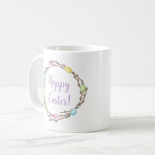 Happy Easter Willow Wreaths With Pastel Eggs Kaffeetasse (Vorderseite Links)