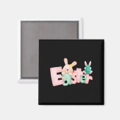 Happy Easter Wishings - Funny Bunny Kisses Magnet (Vorderseite/Rückseite)