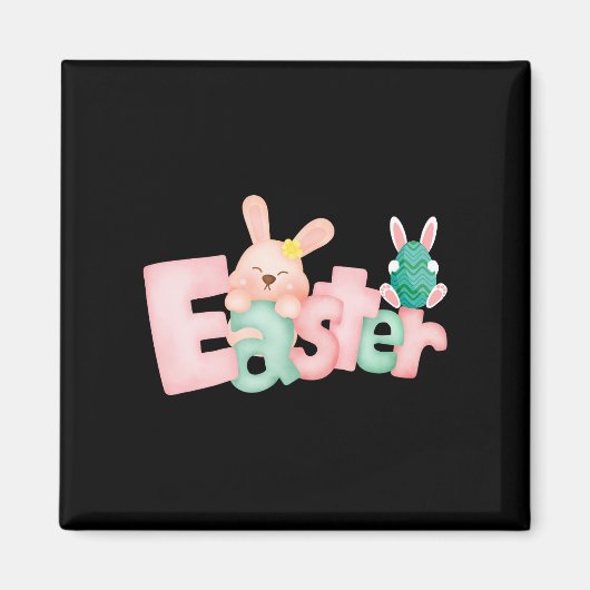 Happy Easter Wishings - Funny Bunny Kisses Magnet (Vorne)
