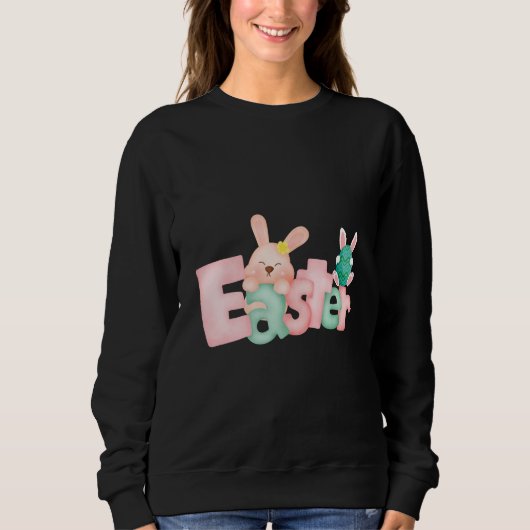 Happy Easter Wishings - Funny Bunny Kisses Sweatshirt (Vorderseite)