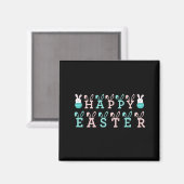 Happy Easter Wishings - Funny Bunny Oaster Magnet (Vorderseite/Rückseite)