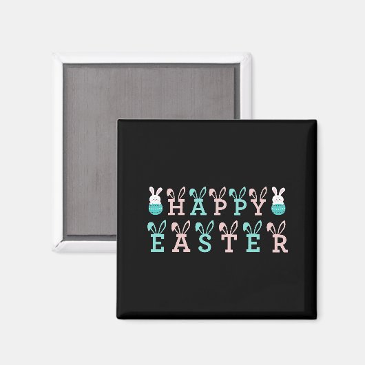 Happy Easter Wishings - Funny Bunny Oaster Magnet (Vorderseite/Rückseite)