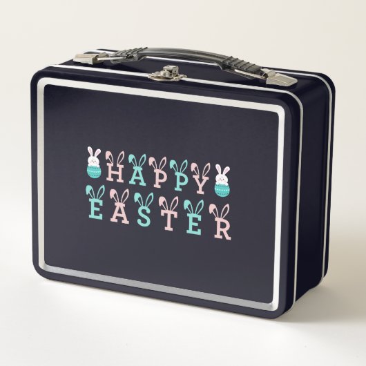 Happy Easter Wishings - Funny Bunny Oaster Metall Brotdose (Vorderseite)