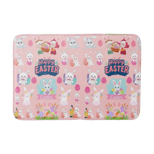 Happy Easter Wishings - Pattern Funny Bunny Oaster Badematte (Vorderseite)