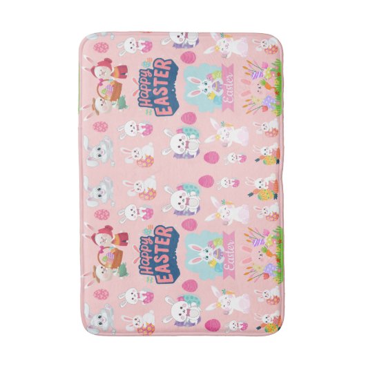 Happy Easter Wishings - Pattern Funny Bunny Oaster Badematte (Vorderseite Vertikal)