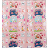 Happy Easter Wishings - Pattern Funny Bunny Oaster Duschvorhang (Vorderseite)