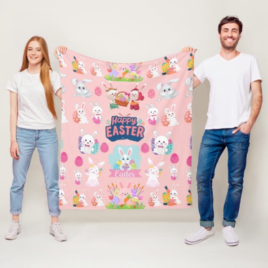 Happy Easter Wishings - Pattern Funny Bunny Oaster Fleecedecke (Beispiel)