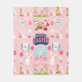 Happy Easter Wishings - Pattern Funny Bunny Oaster Fleecedecke (Vorderseite)