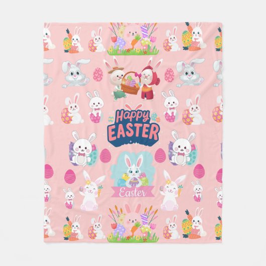 Happy Easter Wishings - Pattern Funny Bunny Oaster Fleecedecke (Vorderseite)