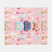 Happy Easter Wishings - Pattern Funny Bunny Oaster Fleecedecke (Vorderseite (Horizontal))