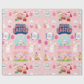 Happy Easter Wishings - Pattern Funny Bunny Oaster Geschenkpapier (Flach)